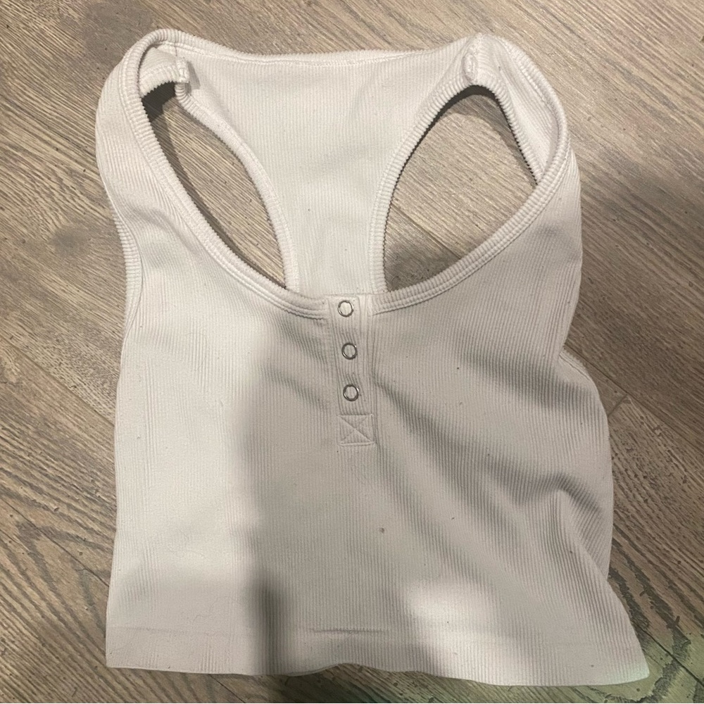 white stretchy bralette tank top